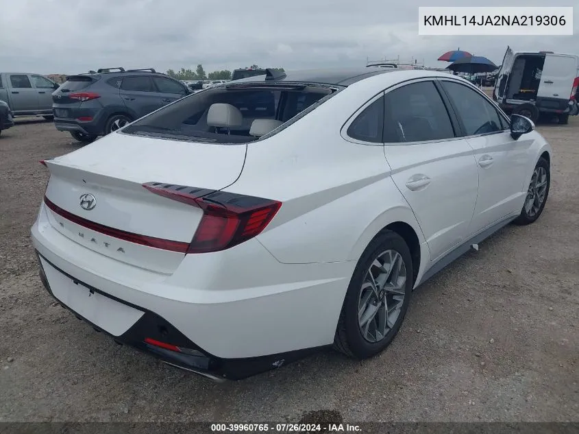 2022 Hyundai Sonata Sel VIN: KMHL14JA2NA219306 Lot: 39960765