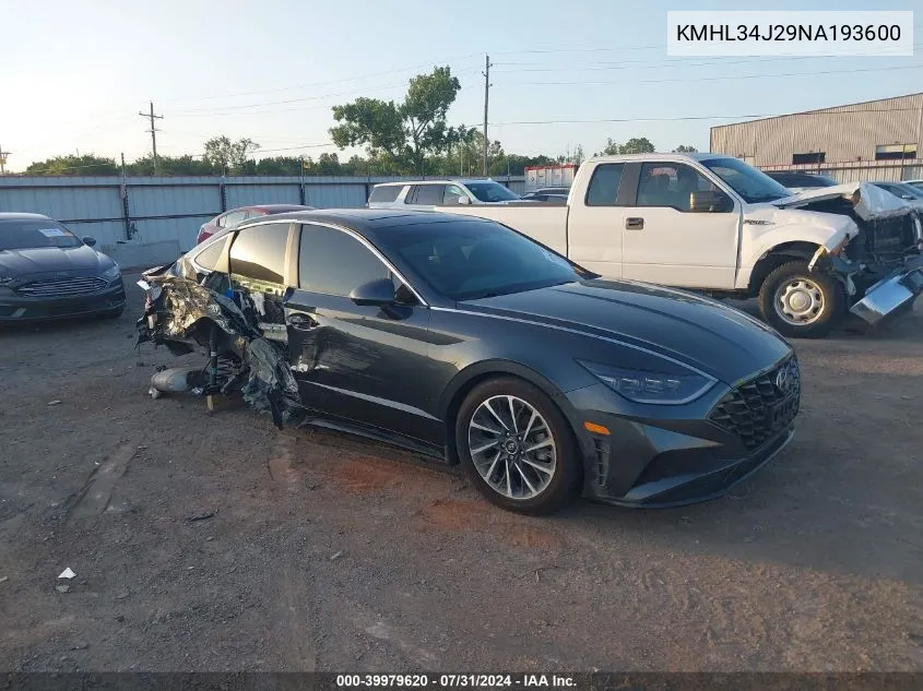 2022 Hyundai Sonata Limited VIN: KMHL34J29NA193600 Lot: 39979620