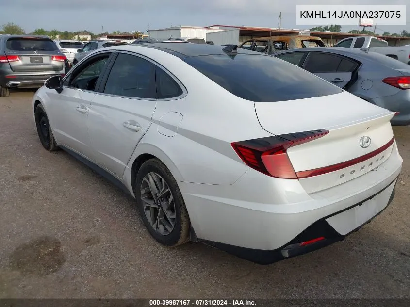 2022 Hyundai Sonata Sel VIN: KMHL14JA0NA237075 Lot: 39987167