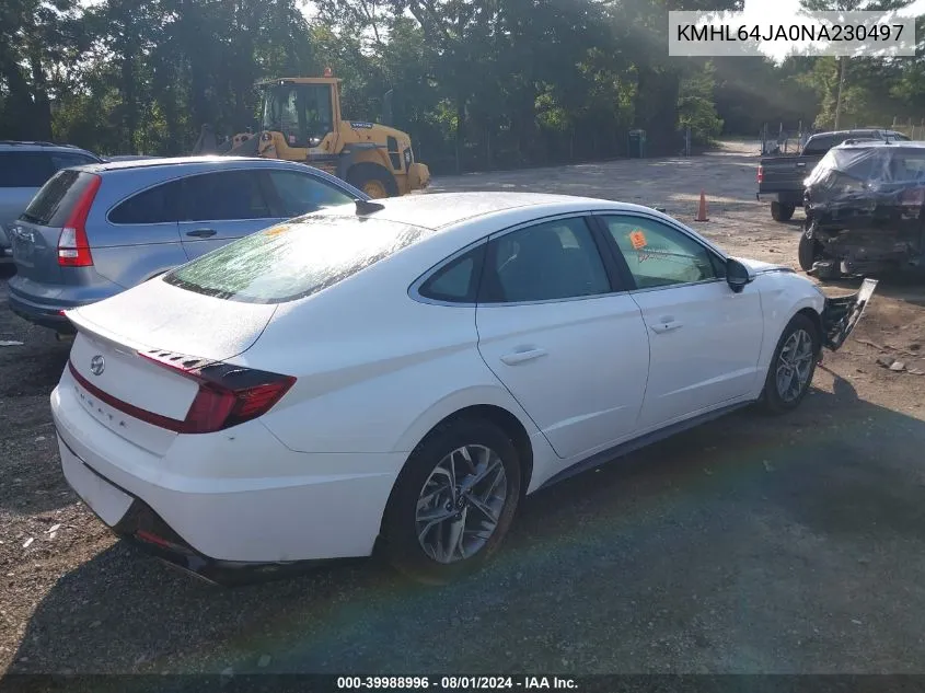 2022 Hyundai Sonata Sel VIN: KMHL64JA0NA230497 Lot: 39988996