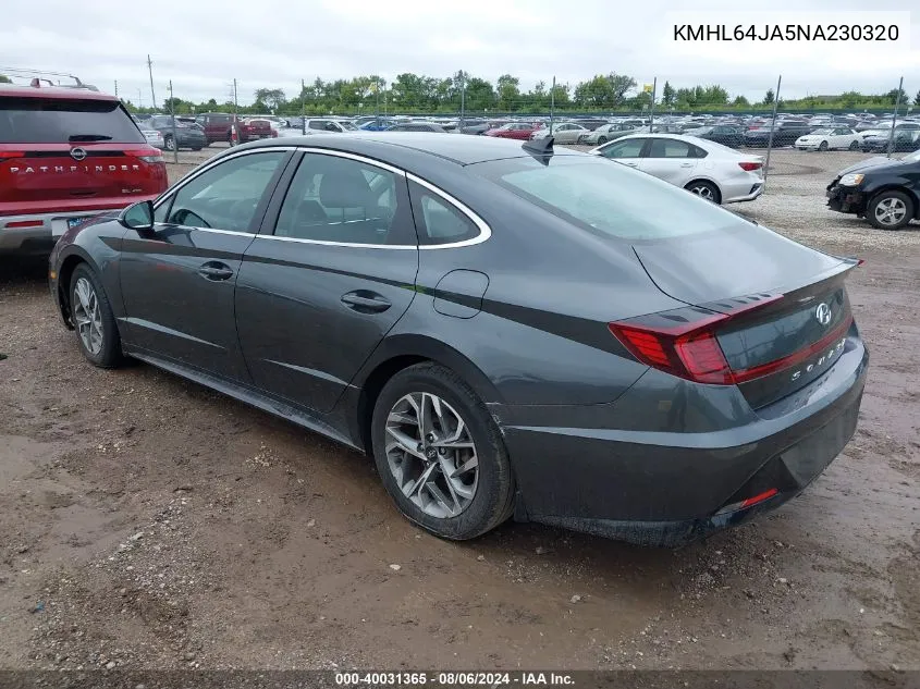 2022 Hyundai Sonata Sel VIN: KMHL64JA5NA230320 Lot: 40031365