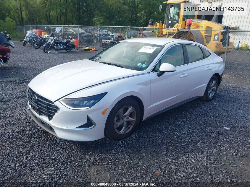 2022 Hyundai Sonata Se VIN: 5NPEG4JA0NH143735 Lot: 40049838