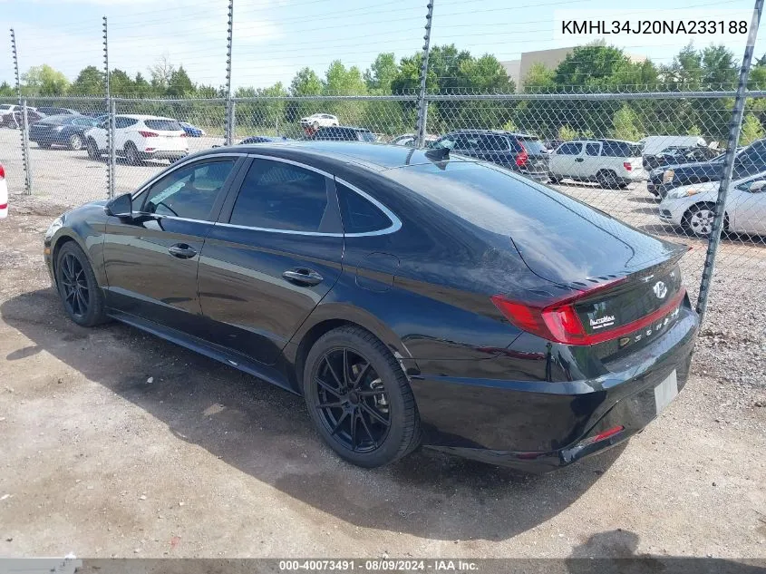 2022 Hyundai Sonata Limited VIN: KMHL34J20NA233188 Lot: 40073491