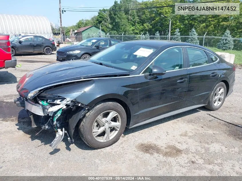 2022 Hyundai Sonata Se VIN: 5NPEG4JA8NH147452 Lot: 40107539