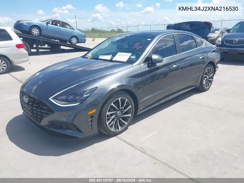 2022 Hyundai Sonata Limited VIN: KMHL34J2XNA216530 Lot: 40110797