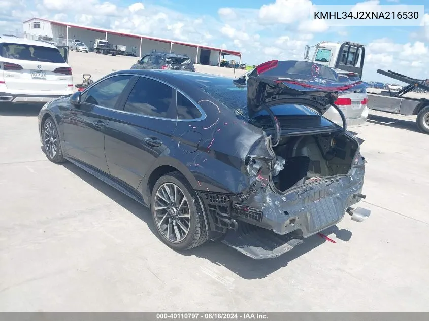 2022 Hyundai Sonata Limited VIN: KMHL34J2XNA216530 Lot: 40110797