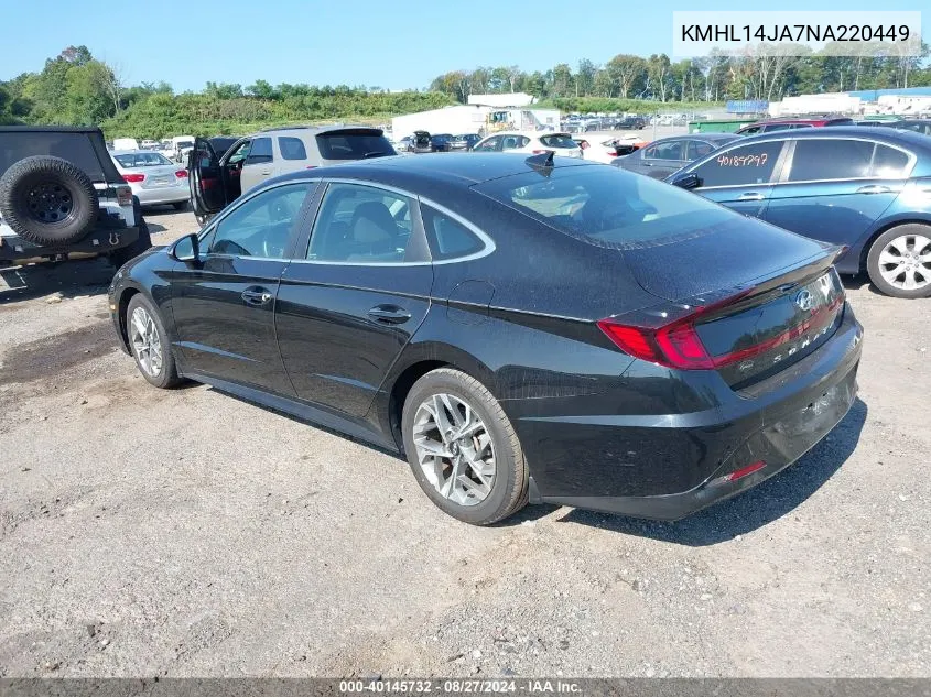 2022 Hyundai Sonata Sel VIN: KMHL14JA7NA220449 Lot: 40145732