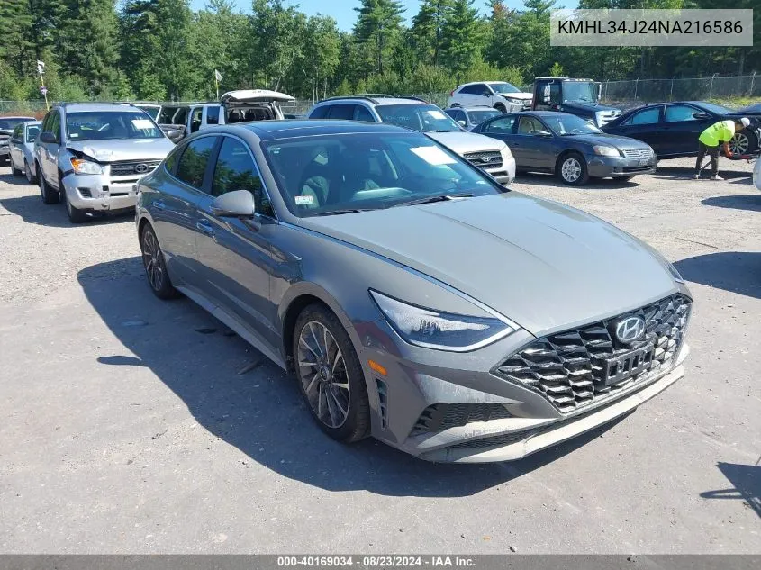 2022 Hyundai Sonata Limited VIN: KMHL34J24NA216586 Lot: 40169034