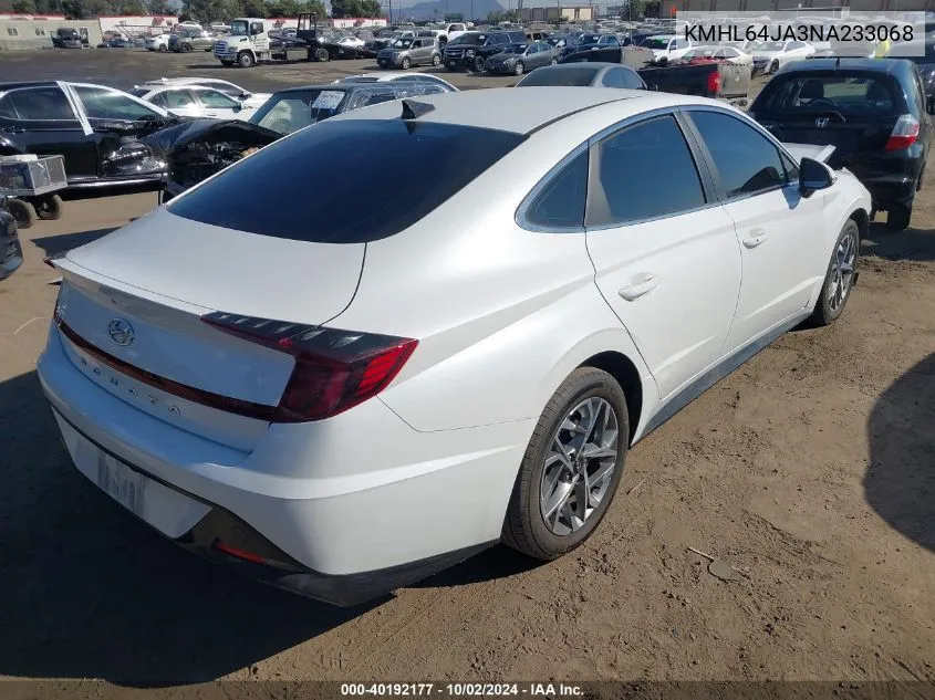 2022 Hyundai Sonata Sel VIN: KMHL64JA3NA233068 Lot: 40192177