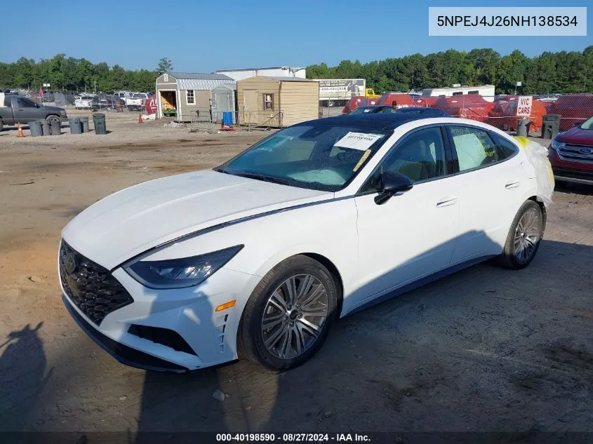 2022 Hyundai Sonata Sel Plus VIN: 5NPEJ4J26NH138534 Lot: 40198590