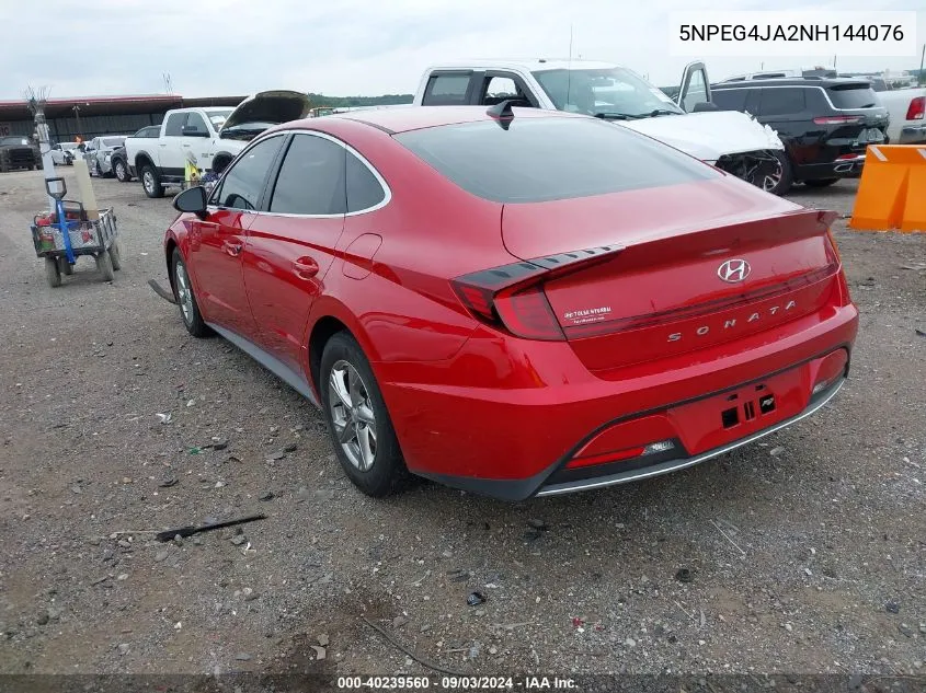 5NPEG4JA2NH144076 2022 Hyundai Sonata Se