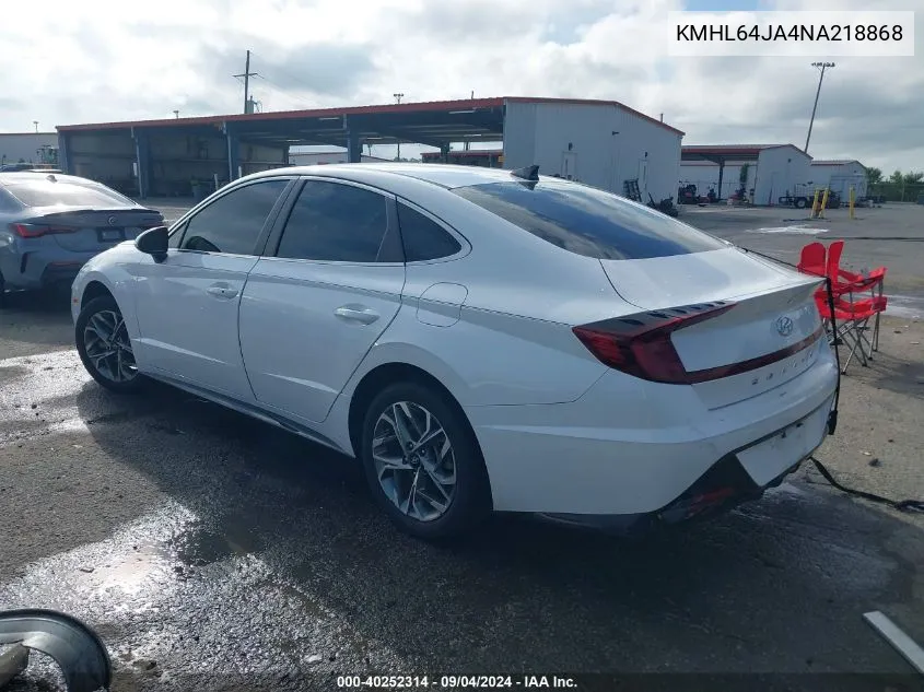 2022 Hyundai Sonata Sel VIN: KMHL64JA4NA218868 Lot: 40252314