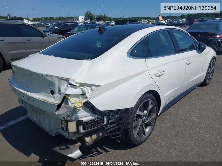 5NPEJ4J20NH139954 2022 Hyundai Sonata Sel Plus