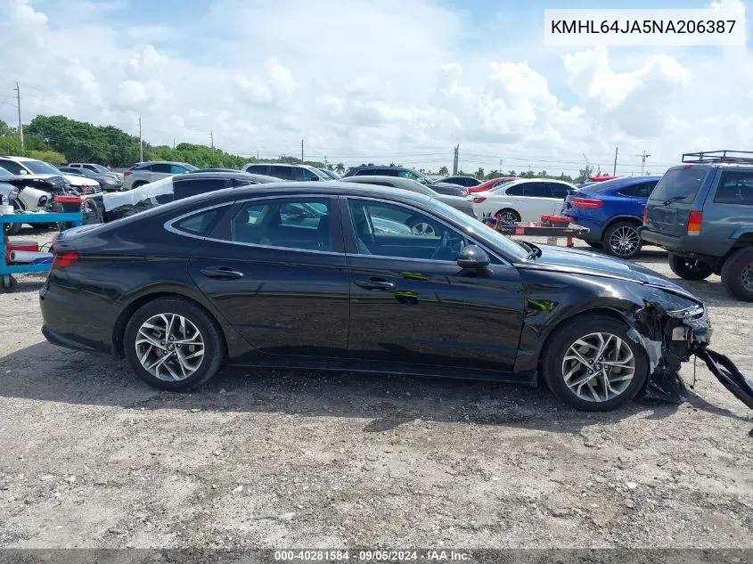 2022 Hyundai Sonata Sel VIN: KMHL64JA5NA206387 Lot: 40281584