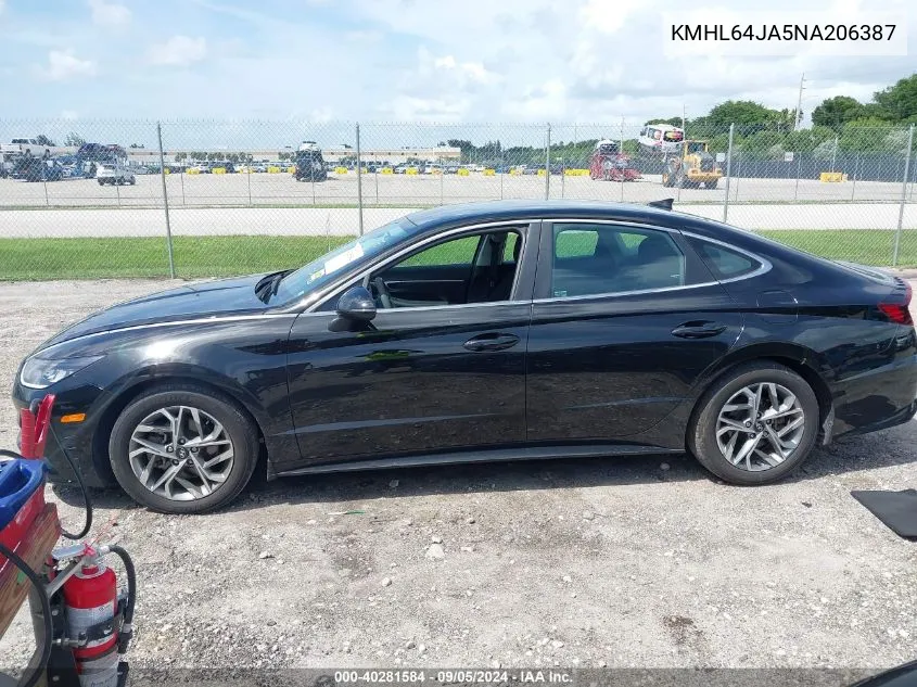 2022 Hyundai Sonata Sel VIN: KMHL64JA5NA206387 Lot: 40281584