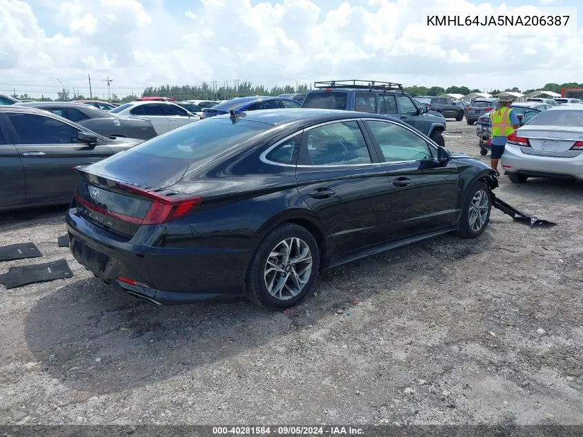 2022 Hyundai Sonata Sel VIN: KMHL64JA5NA206387 Lot: 40281584