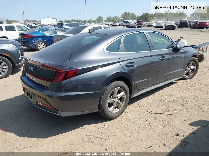 2022 Hyundai Sonata Se VIN: 5NPEG4JA0NH145386 Lot: 40321935