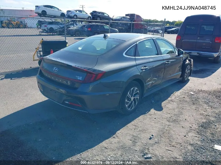 KMHL24JJ9NA048745 2022 Hyundai Sonata Hybrid Blue