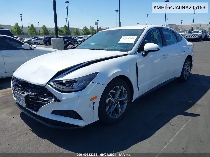 2022 Hyundai Sonata Sel VIN: KMHL64JA0NA205163 Lot: 40332353