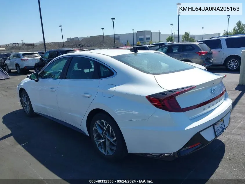 2022 Hyundai Sonata Sel VIN: KMHL64JA0NA205163 Lot: 40332353