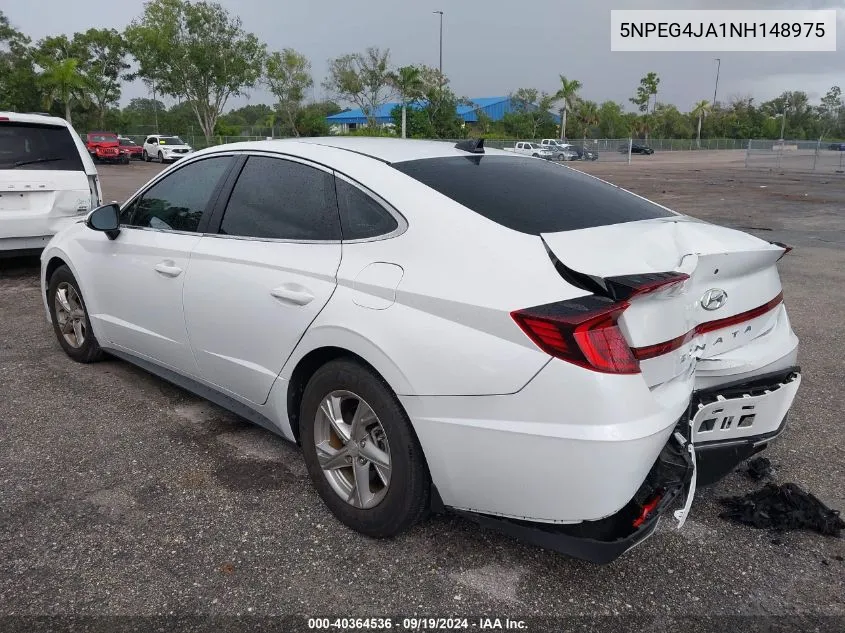 2022 Hyundai Sonata Se VIN: 5NPEG4JA1NH148975 Lot: 40364536