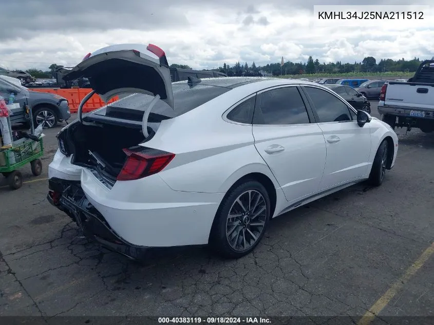 2022 Hyundai Sonata Limited VIN: KMHL34J25NA211512 Lot: 40383119