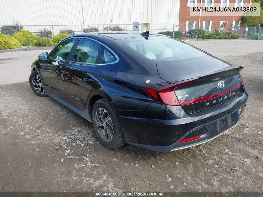 2022 Hyundai Sonata Hybrid Blue VIN: KMHL24JJ6NA043809 Lot: 40415091