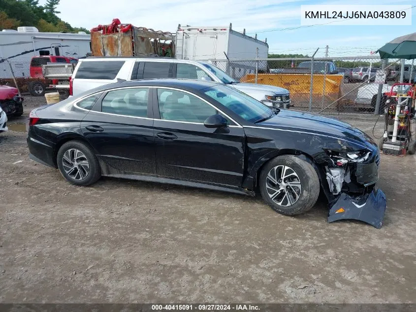 2022 Hyundai Sonata Hybrid Blue VIN: KMHL24JJ6NA043809 Lot: 40415091