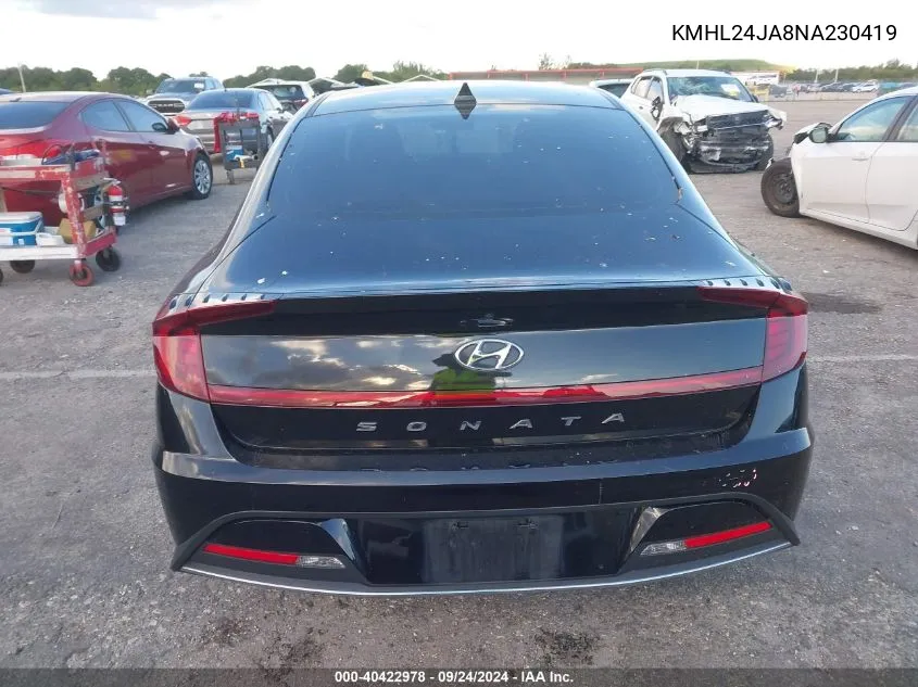 2022 Hyundai Sonata Se VIN: KMHL24JA8NA230419 Lot: 40422978