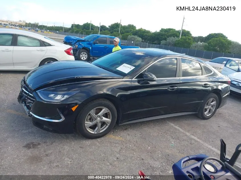 2022 Hyundai Sonata Se VIN: KMHL24JA8NA230419 Lot: 40422978