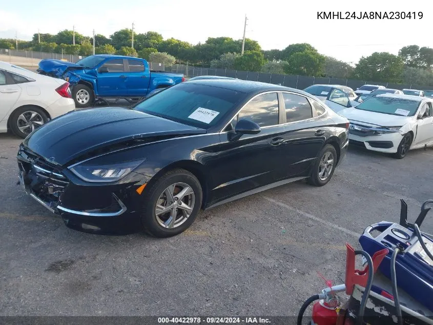 2022 Hyundai Sonata Se VIN: KMHL24JA8NA230419 Lot: 40422978