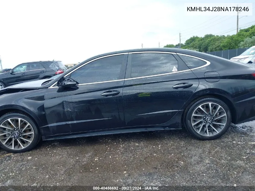 2022 Hyundai Sonata Limited VIN: KMHL34J28NA178246 Lot: 40456692