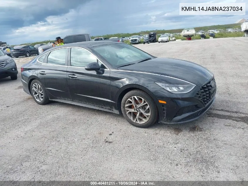 2022 Hyundai Sonata Sel VIN: KMHL14JA8NA237034 Lot: 40481211