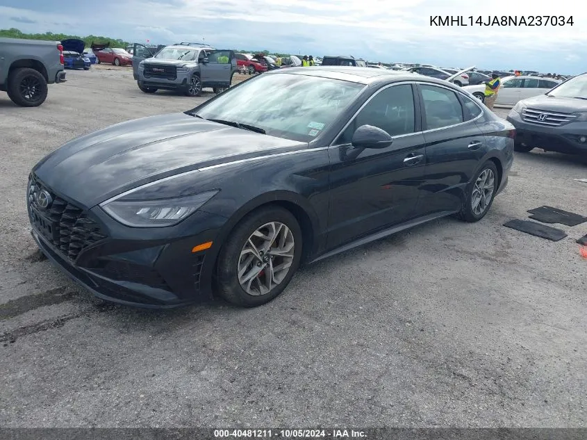 2022 Hyundai Sonata Sel VIN: KMHL14JA8NA237034 Lot: 40481211