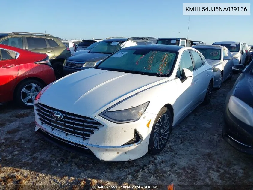 2022 Hyundai Sonata Hybrid/Limited VIN: KMHL54JJ6NA039136 Lot: 40521551