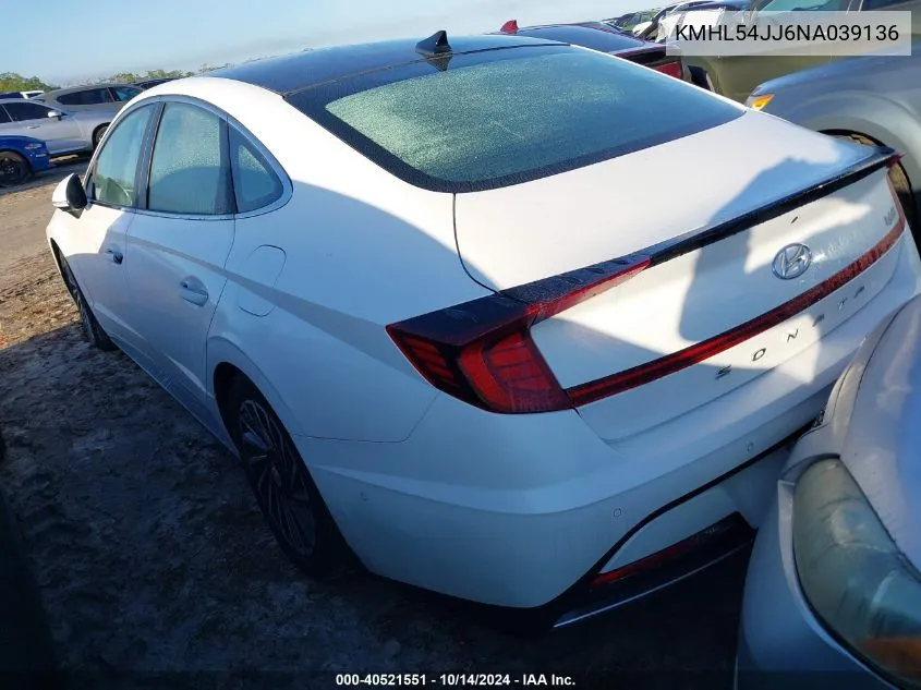 2022 Hyundai Sonata Hybrid/Limited VIN: KMHL54JJ6NA039136 Lot: 40521551