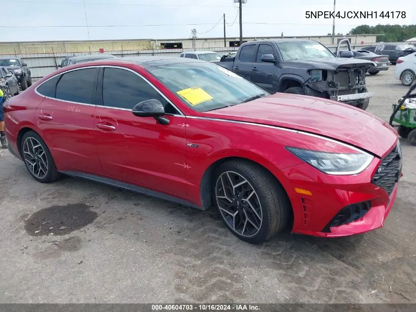 2022 Hyundai Sonata N Line VIN: 5NPEK4JCXNH144178 Lot: 40604703