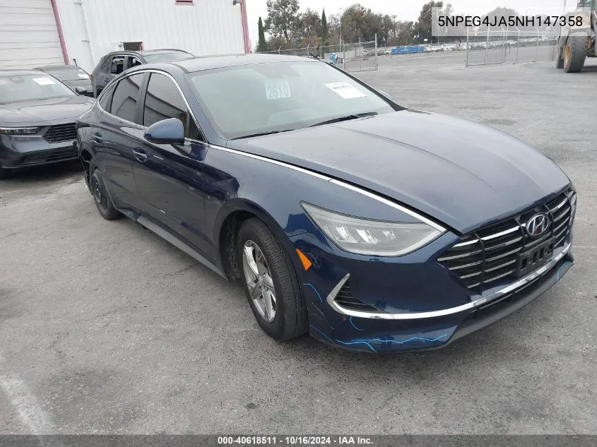 2022 Hyundai Sonata Se VIN: 5NPEG4JA5NH147358 Lot: 40618511