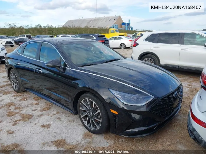 2022 Hyundai Sonata Limited VIN: KMHL34J20NA168407 Lot: 40633614