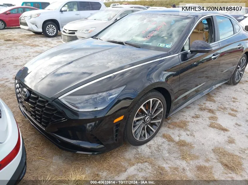 2022 Hyundai Sonata Limited VIN: KMHL34J20NA168407 Lot: 40633614