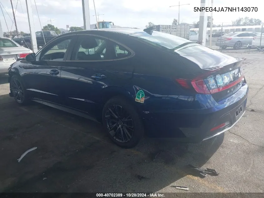 2022 Hyundai Sonata Se VIN: 5NPEG4JA7NH143070 Lot: 40702389