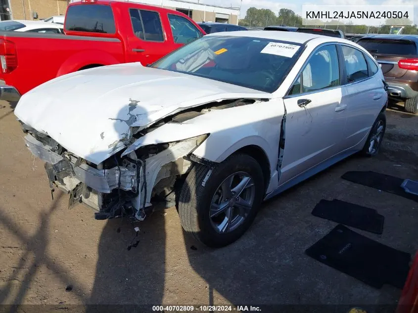 2022 Hyundai Sonata Se VIN: KMHL24JA5NA240504 Lot: 40702809