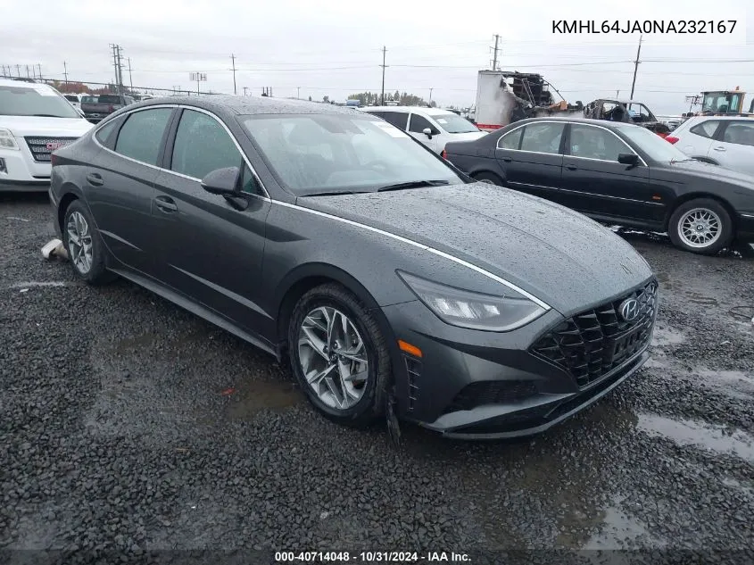 2022 Hyundai Sonata Sel VIN: KMHL64JA0NA232167 Lot: 40714048