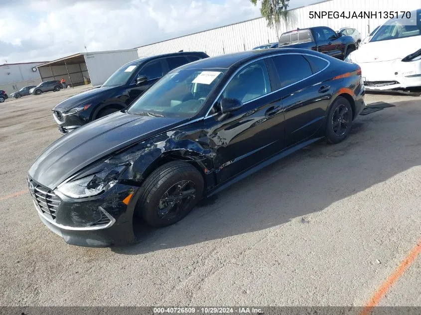 5NPEG4JA4NH135170 2022 Hyundai Sonata Se