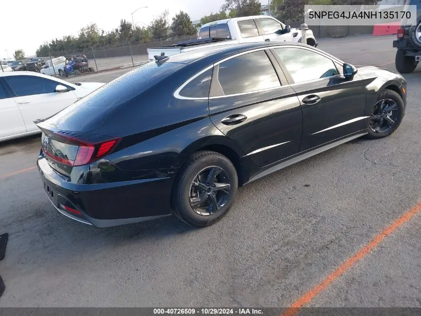 5NPEG4JA4NH135170 2022 Hyundai Sonata Se