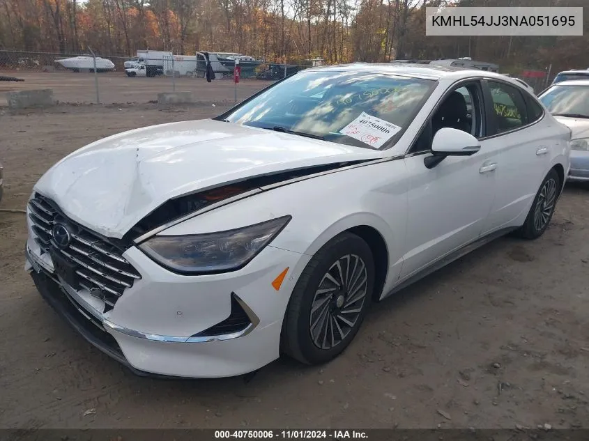 2022 Hyundai Sonata Hybrid Limited VIN: KMHL54JJ3NA051695 Lot: 40750006