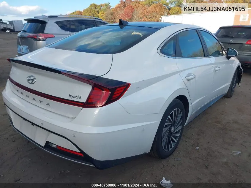 2022 Hyundai Sonata Hybrid Limited VIN: KMHL54JJ3NA051695 Lot: 40750006