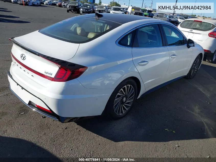 2022 Hyundai Sonata Hybrid Limited VIN: KMHL54JJ9NA042984 Lot: 40776941