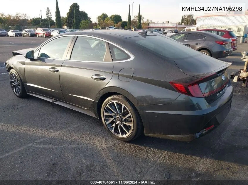 2022 Hyundai Sonata Limited VIN: KMHL34J27NA196298 Lot: 40784561