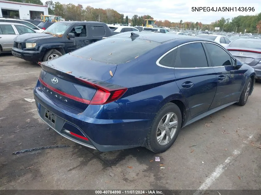 2022 Hyundai Sonata Se VIN: 5NPEG4JA5NH143696 Lot: 40784898